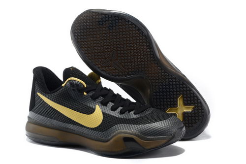 Mens Nike Kobe 10 Gold Black Shoes Clearance